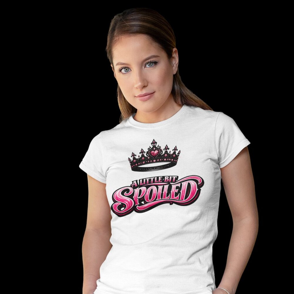 A Little Bit Spoiled Hot Pink Crown Graphic Tee